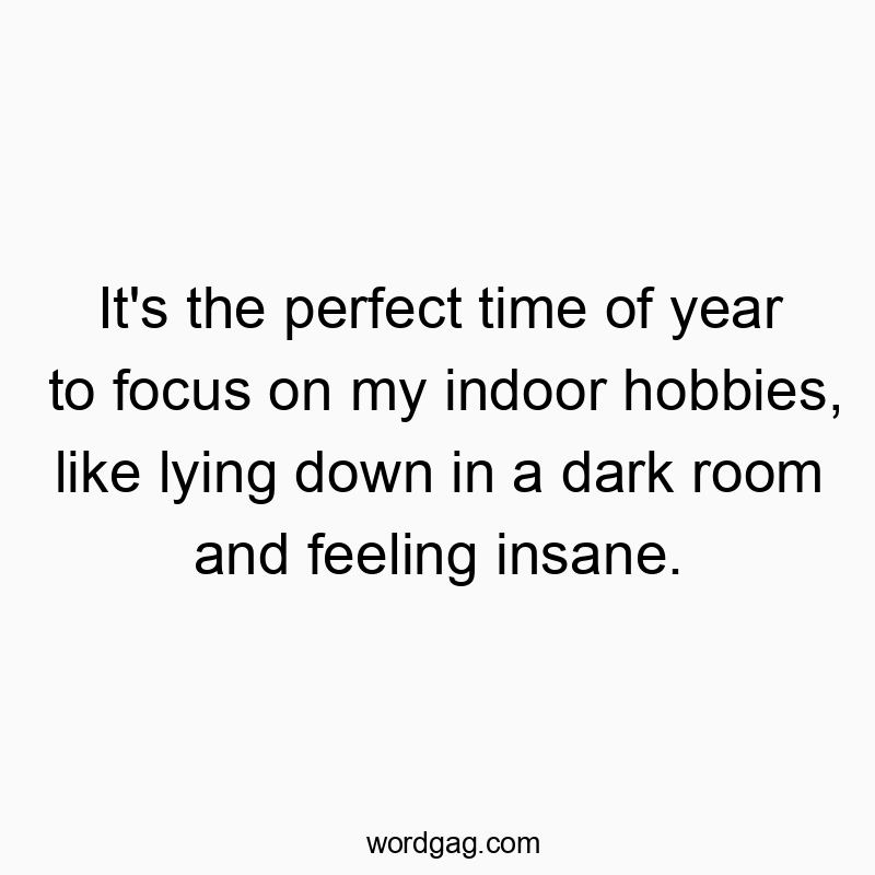 Funny time quotes - It’s the perfect time of year to focus on my indoor hobbies, like lying down in a dark room and feeling insane.