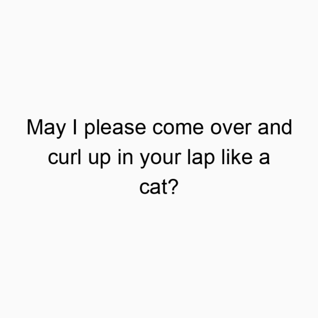 May I please come over and curl up in your lap like a cat?