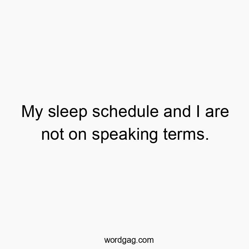My sleep schedule and I are not on speaking terms.