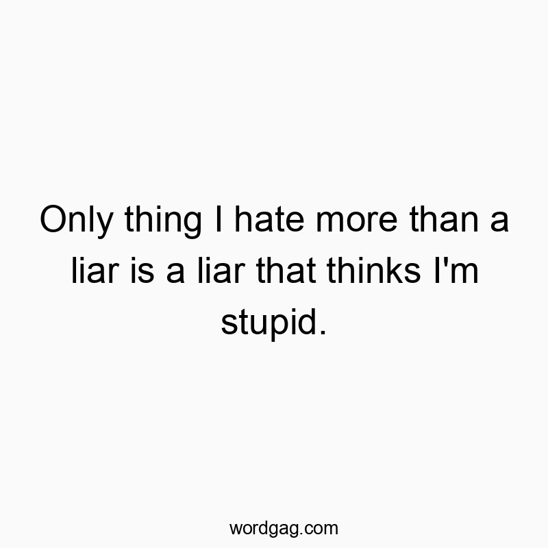 Only thing I hate more than a liar is a liar that thinks I’m stupid.