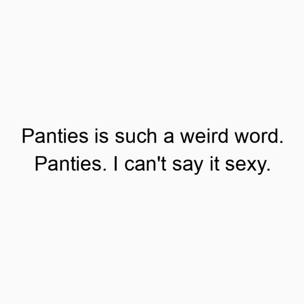 Panties is such a weird word. Panties. I can’t say it sexy.