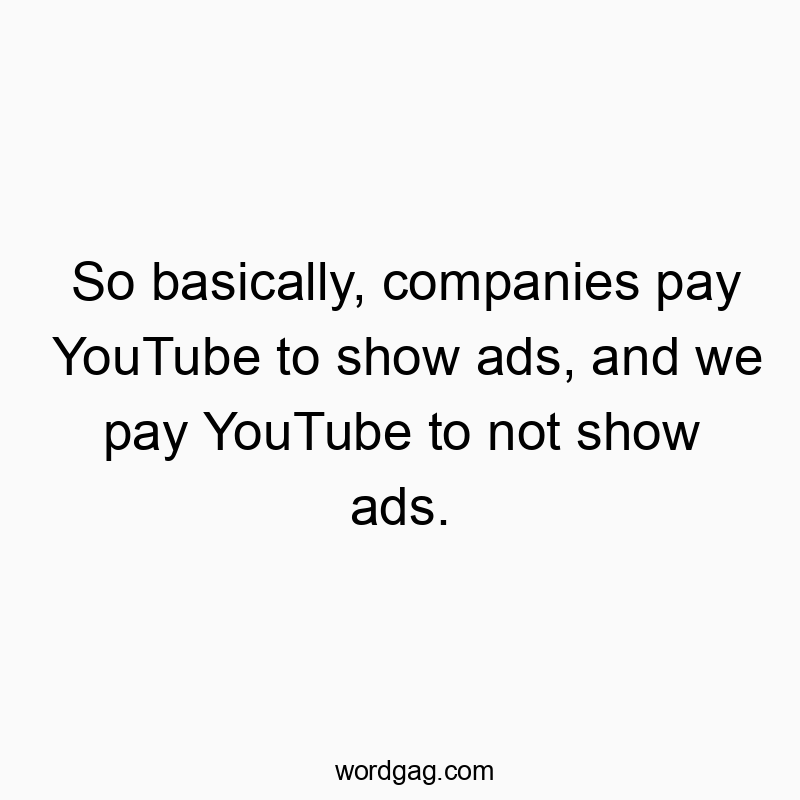 So basically, companies pay YouTube to show ads, and we pay YouTube to not show ads.