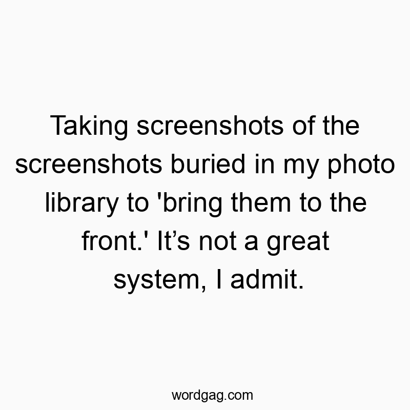 Taking screenshots of the screenshots buried in my photo library to ‘bring them to the front.’ It’s not a great system, I admit.