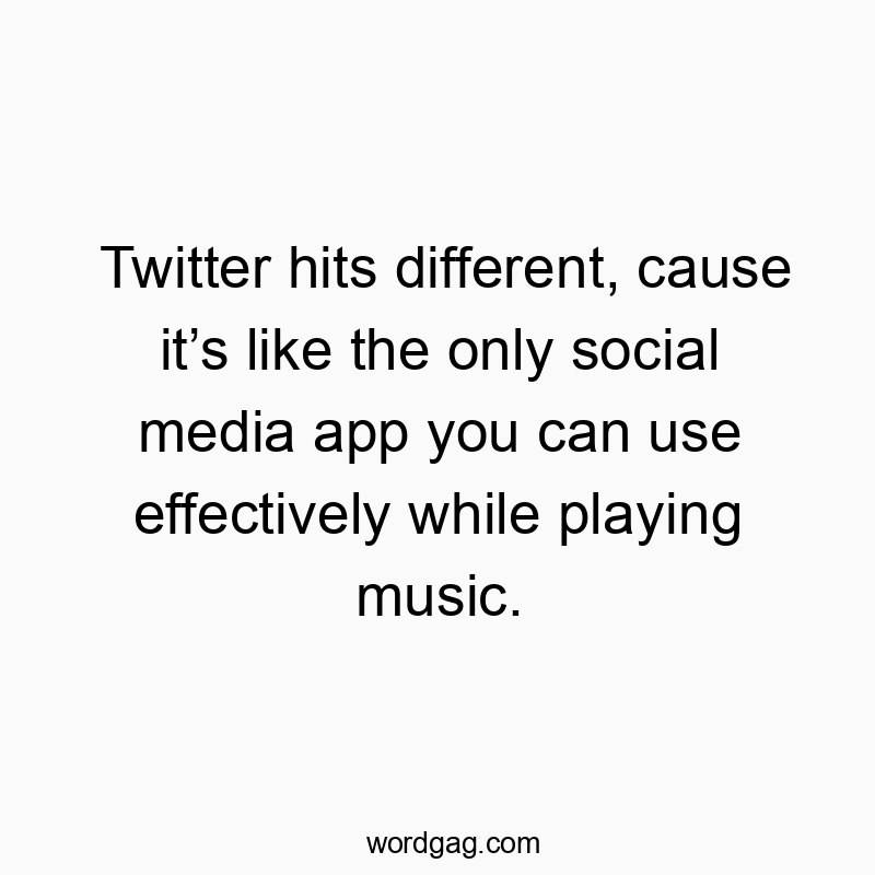 Twitter hits different, cause it’s like the only social media app you can use effectively while playing music.
