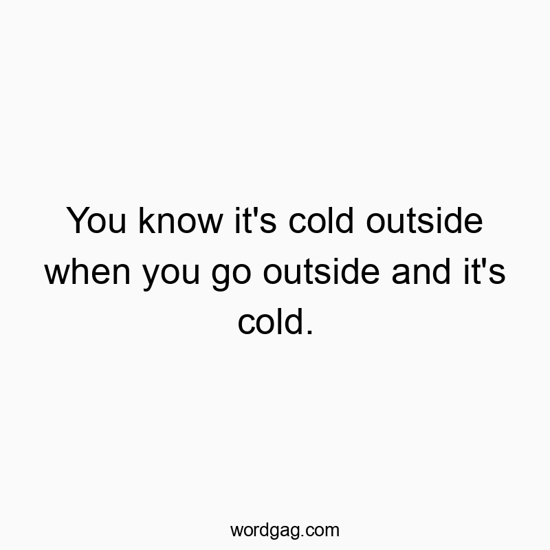Funny humor quotes - You know it’s cold outside when you go outside and it’s cold.