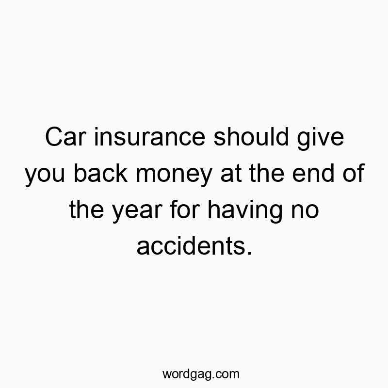 Car insurance should give you back money at the end of the year for having no accidents.