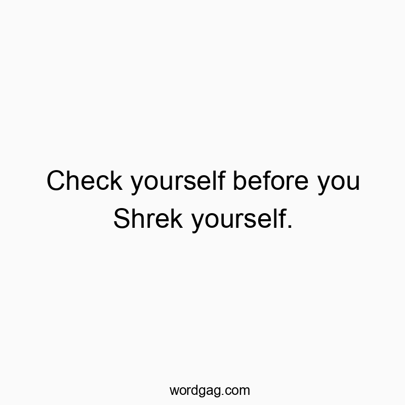 Playful quote about self-awareness with a humorous Shrek pun.