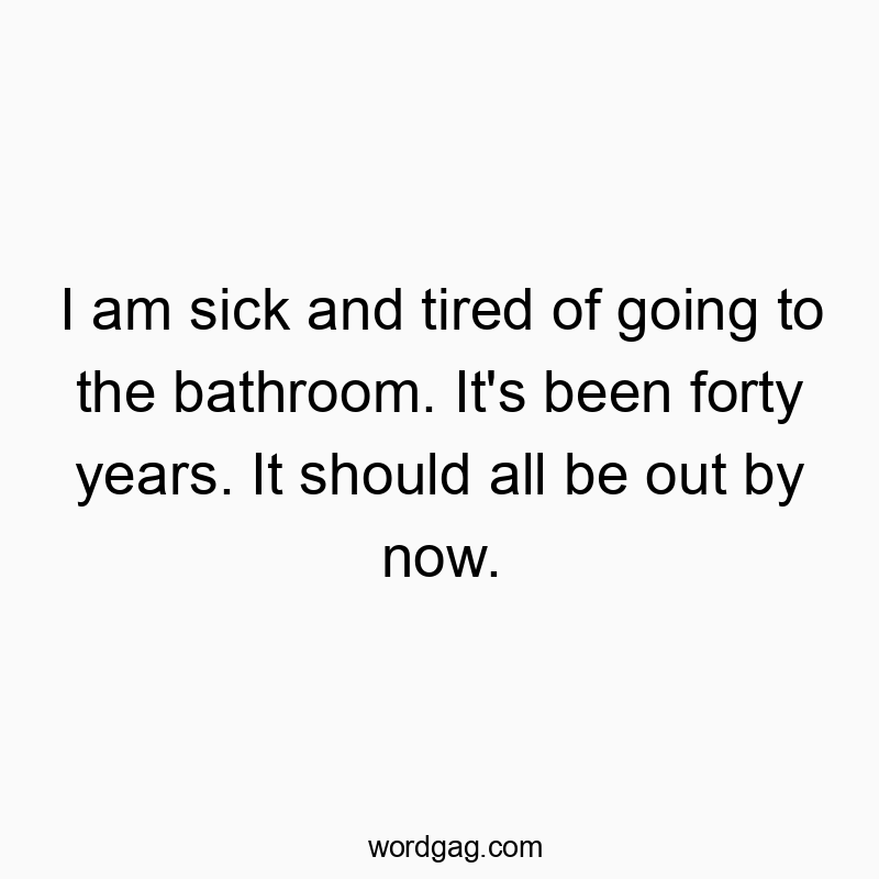 I am sick and tired of going to the bathroom. It’s been forty years. It should all be out by now.