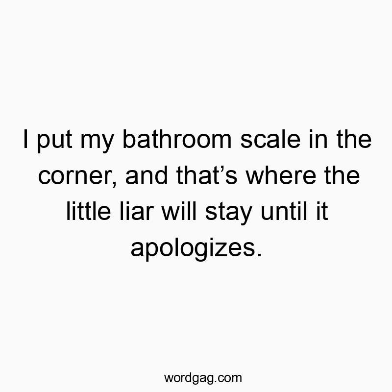 I put my bathroom scale in the corner, and that’s where the little liar will stay until it apologizes.