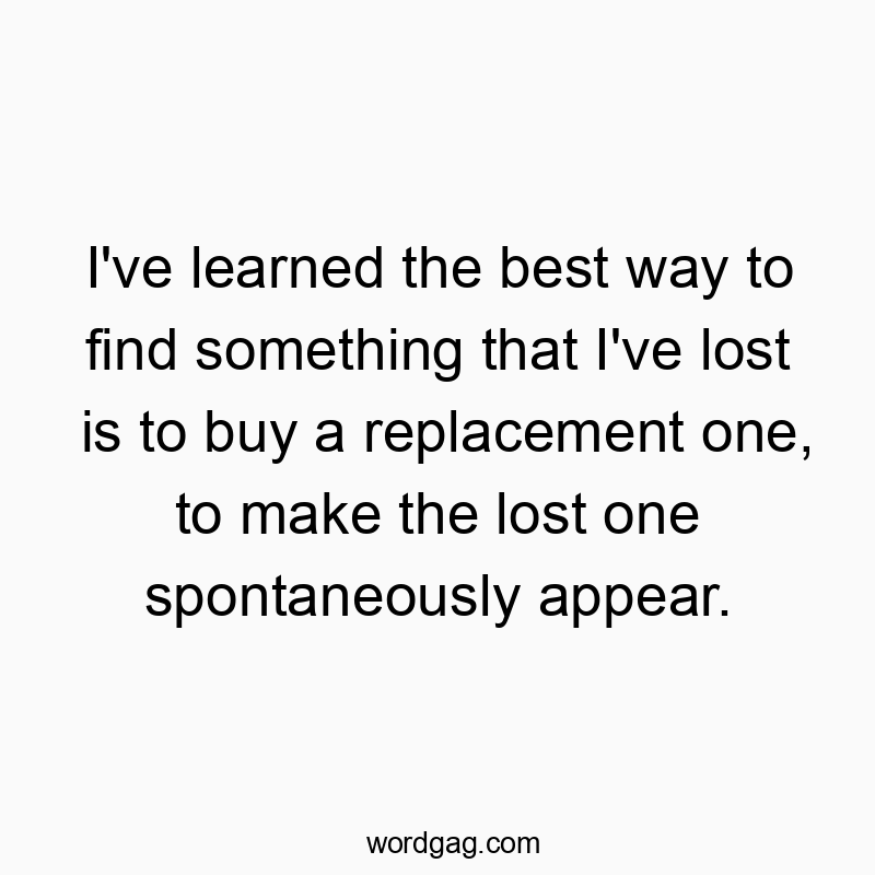 I’ve learned the best way to find something that I’ve lost is to buy a replacement one, to make the lost one spontaneously appear.