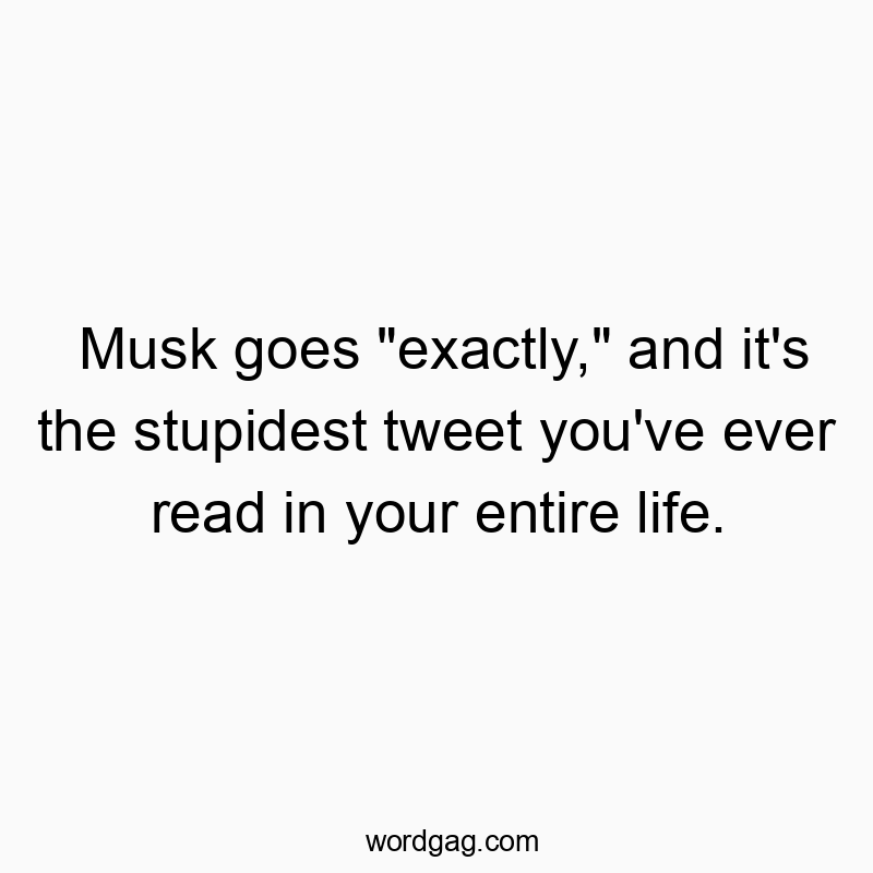 Musk goes “exactly,” and it’s the stupidest tweet you’ve ever read in your entire life.