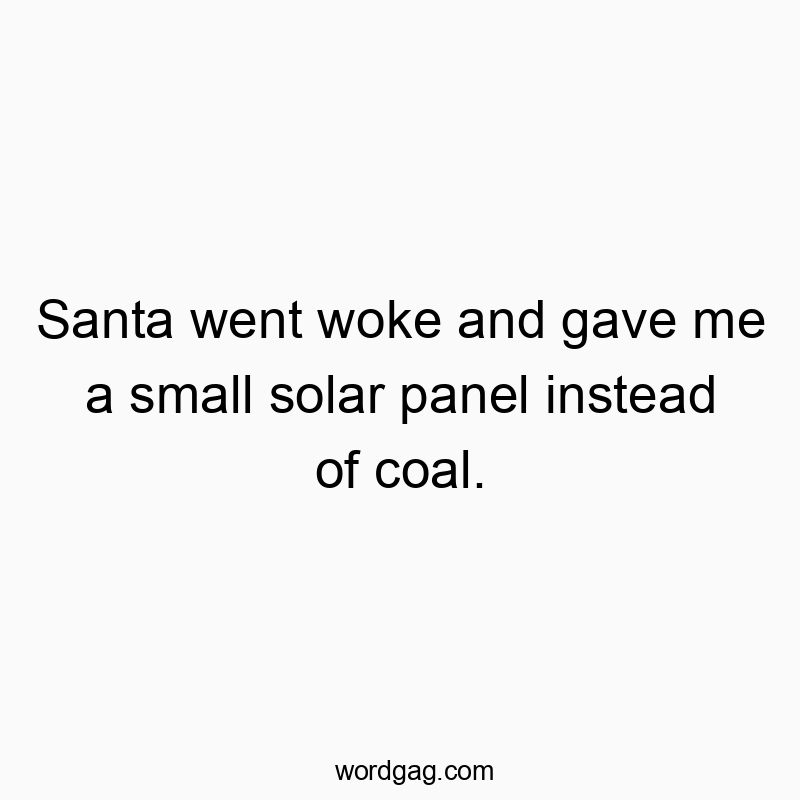 Santa went woke and gave me a small solar panel instead of coal.