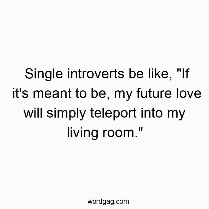 Single introverts be like, “If it’s meant to be, my future love will simply teleport into my living room.”