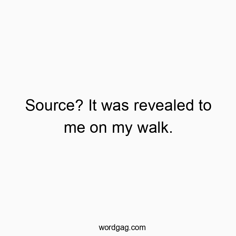 Source? It was revealed to me on my walk.