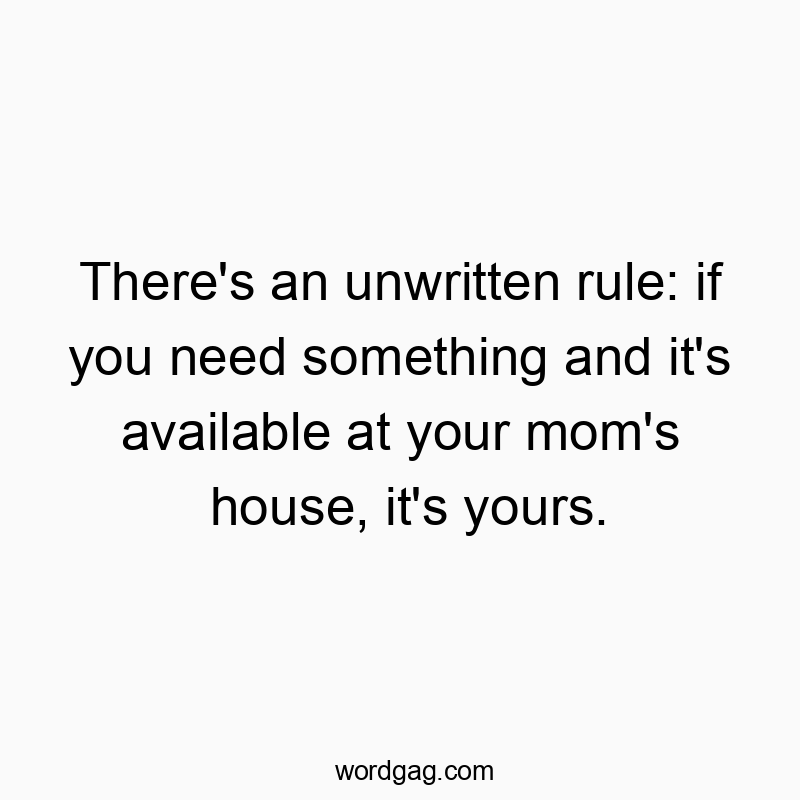 Witty quote about the humorous unwritten rule of borrowing from mom’s house.