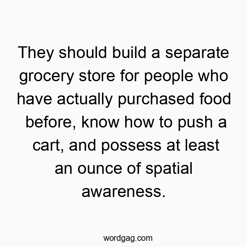 They should build a separate grocery store for people who have actually purchased food before, know how to push a cart, and possess at least an ounce of spatial awareness.