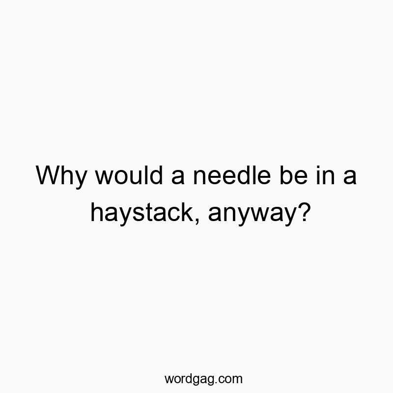 Funny confusion quotes - Why would a needle be in a haystack, anyway?