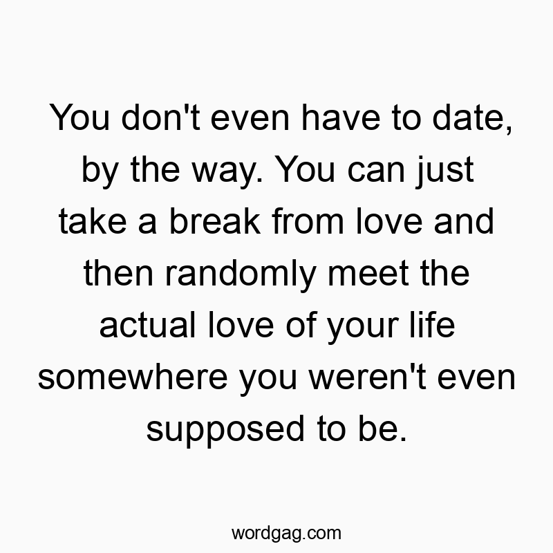 Witty text about taking a break from dating and unexpectedly finding true love.