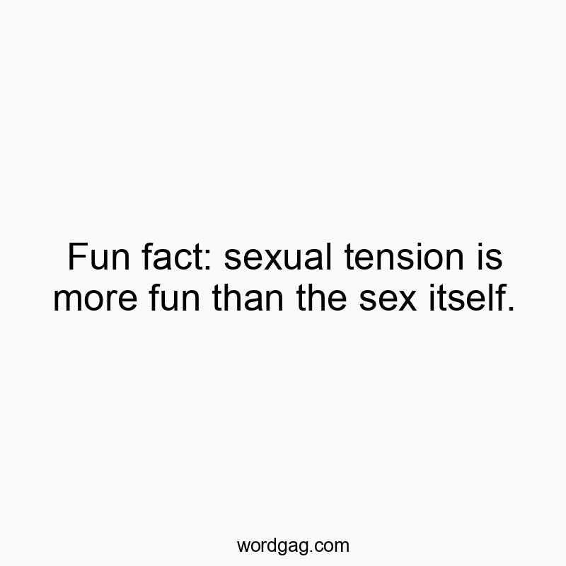 Witty text highlighting that sexual tension is more enjoyable than actual sex.