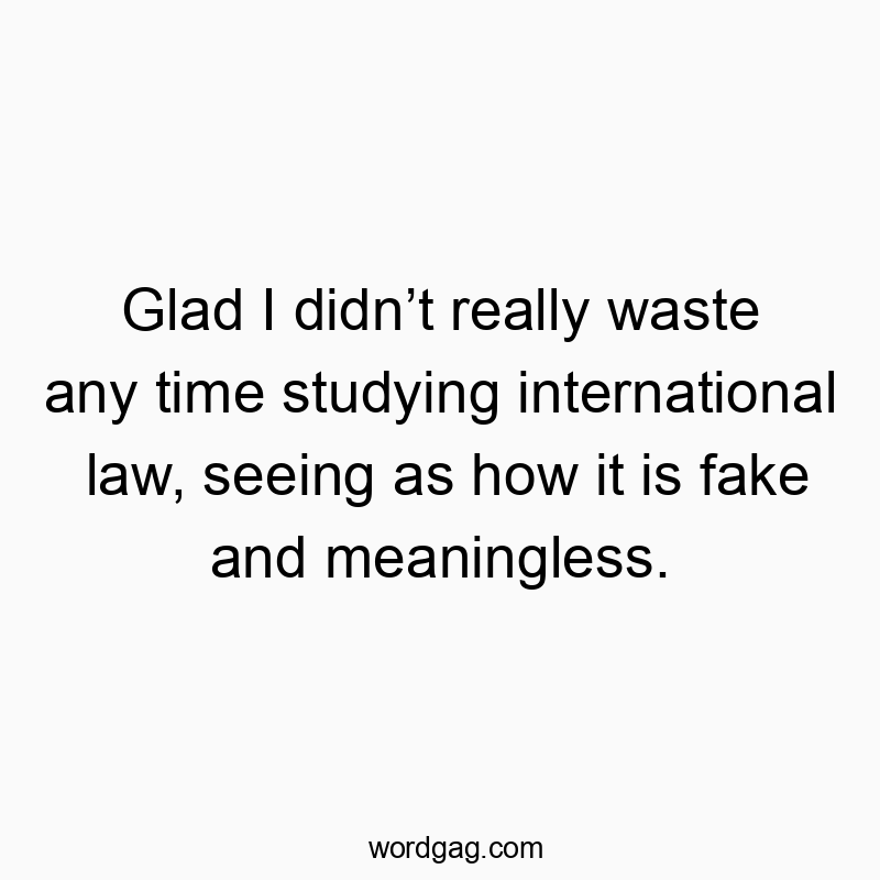 Glad I didnโt really waste any time studying international law, seeing as how it is fake and meaningless.