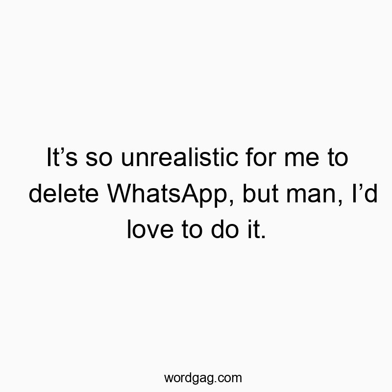 It’s so unrealistic for me to delete WhatsApp, but man, I’d love to do it.