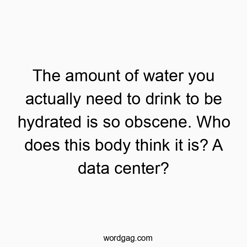The amount of water you actually need to drink to be hydrated is so obscene. Who does this body think it is? A data center?