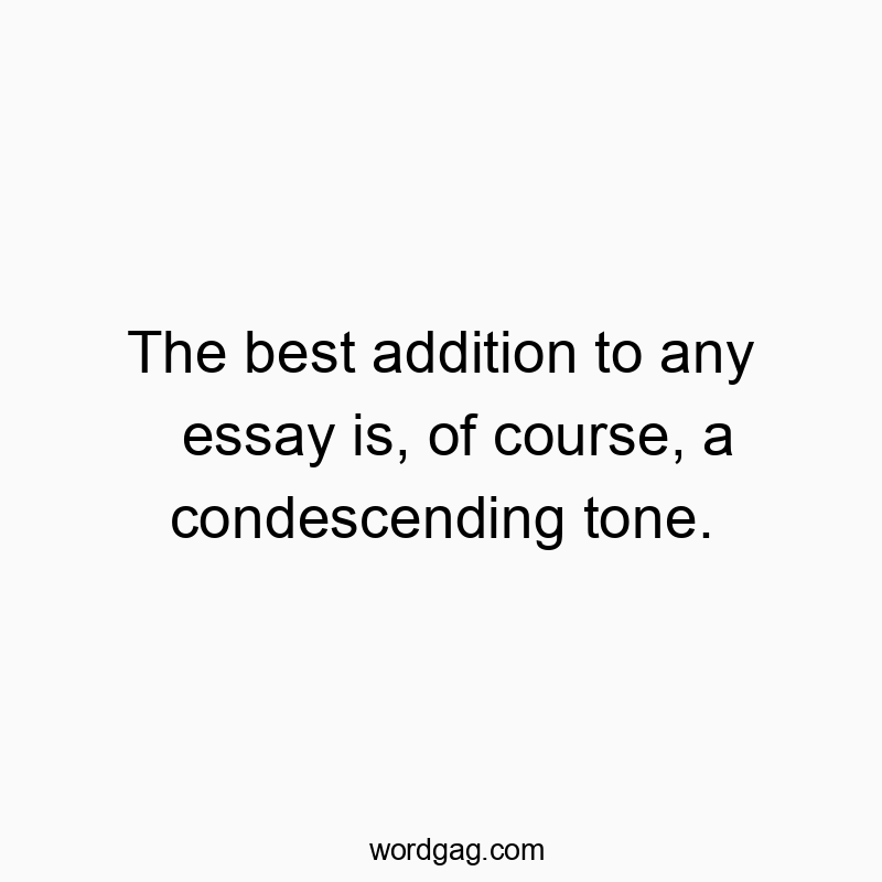 The best addition to any essay is, of course, a condescending tone.