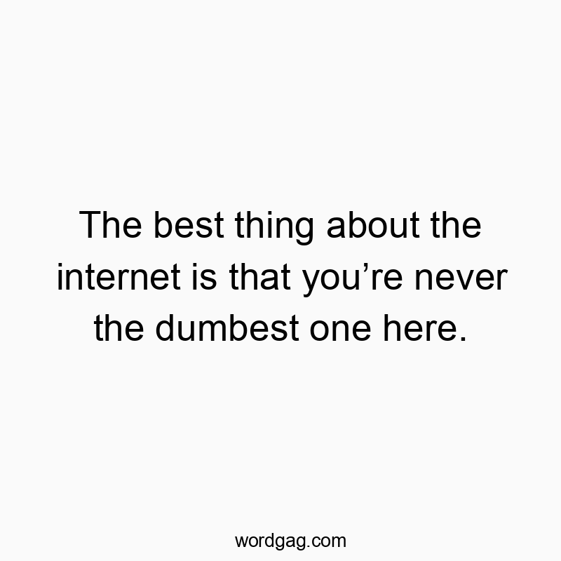 The best thing about the internet is that you’re never the dumbest one here.