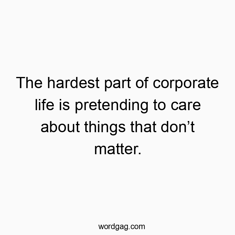 The hardest part of corporate life is pretending to care about things that donβt matter.