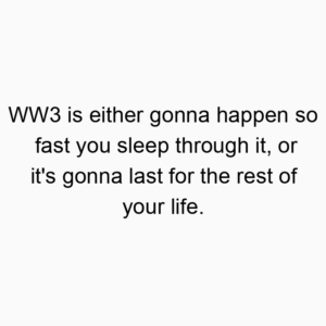 WW3 is either gonna happen so fast you sleep through it, or it’s gonna last for the rest of your life.