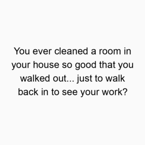 You ever cleaned a room in your house so good that you walked out… just to walk back in to see your work?