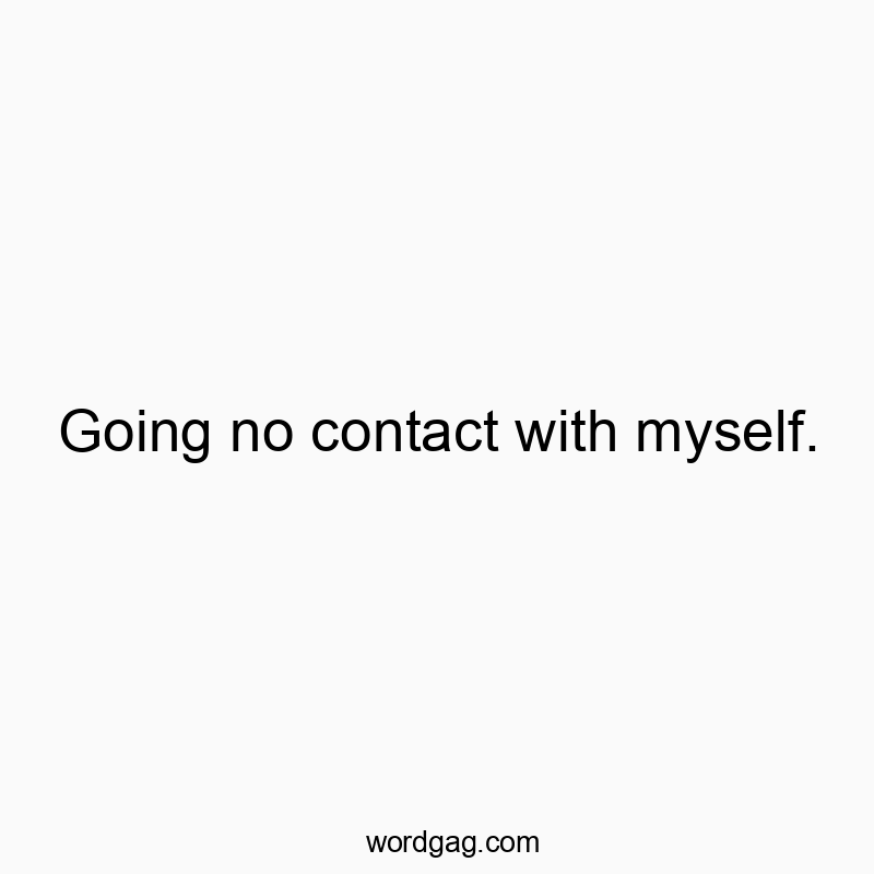 Going no contact with myself.