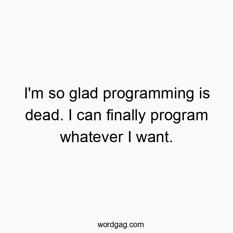 I’m so glad programming is dead. I can finally program whatever I want.