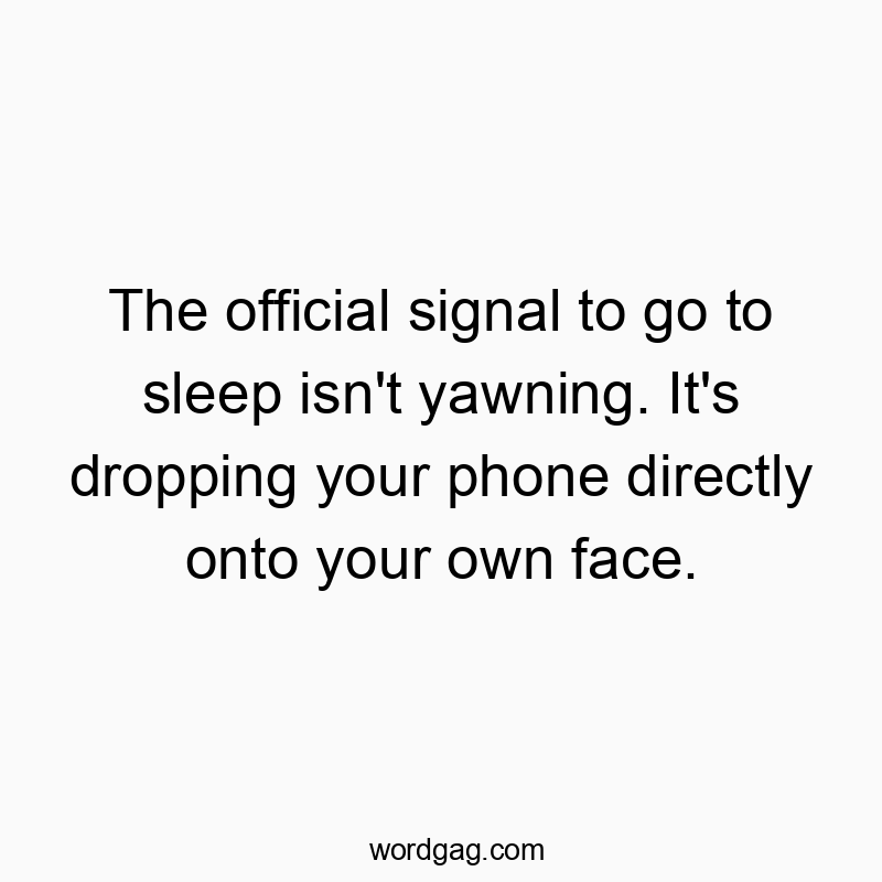 The official signal to go to sleep isn’t yawning. It’s dropping your phone directly onto your own face.